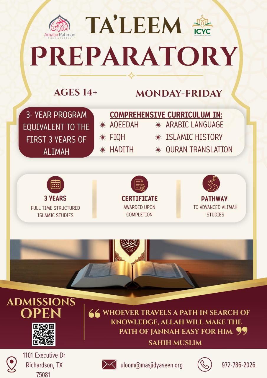 Ta’leem Preparatory course flyer