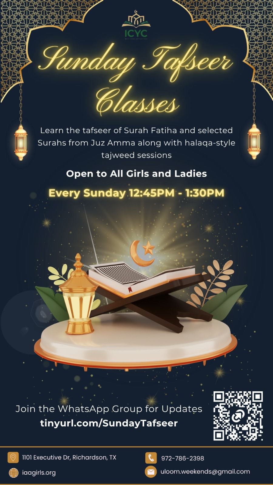 Sunday Tafseer Classes flyer